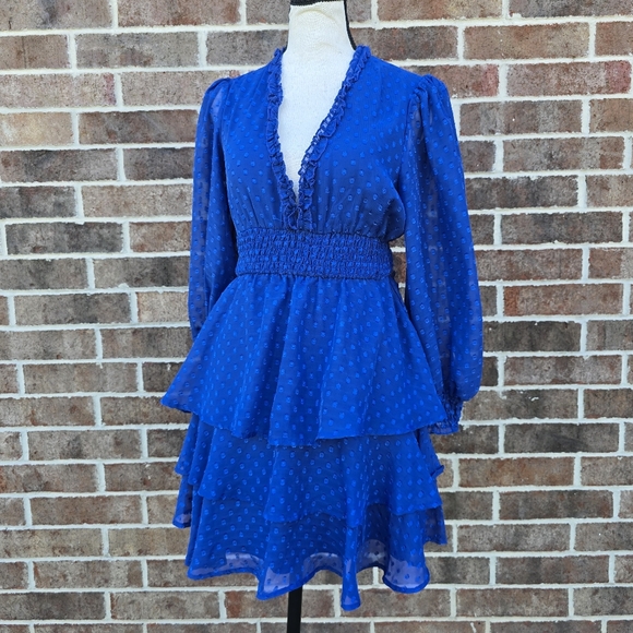 B Darlin Royal Blue Long Sleeve Dress - Picture 3 of 12